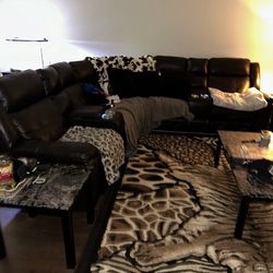 Huge Leather Couch 2 Recliners 