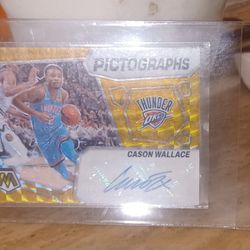 2023-24 Panini Mosaic Cason Wallace Gold Pictographs Auto 8/10 SSP