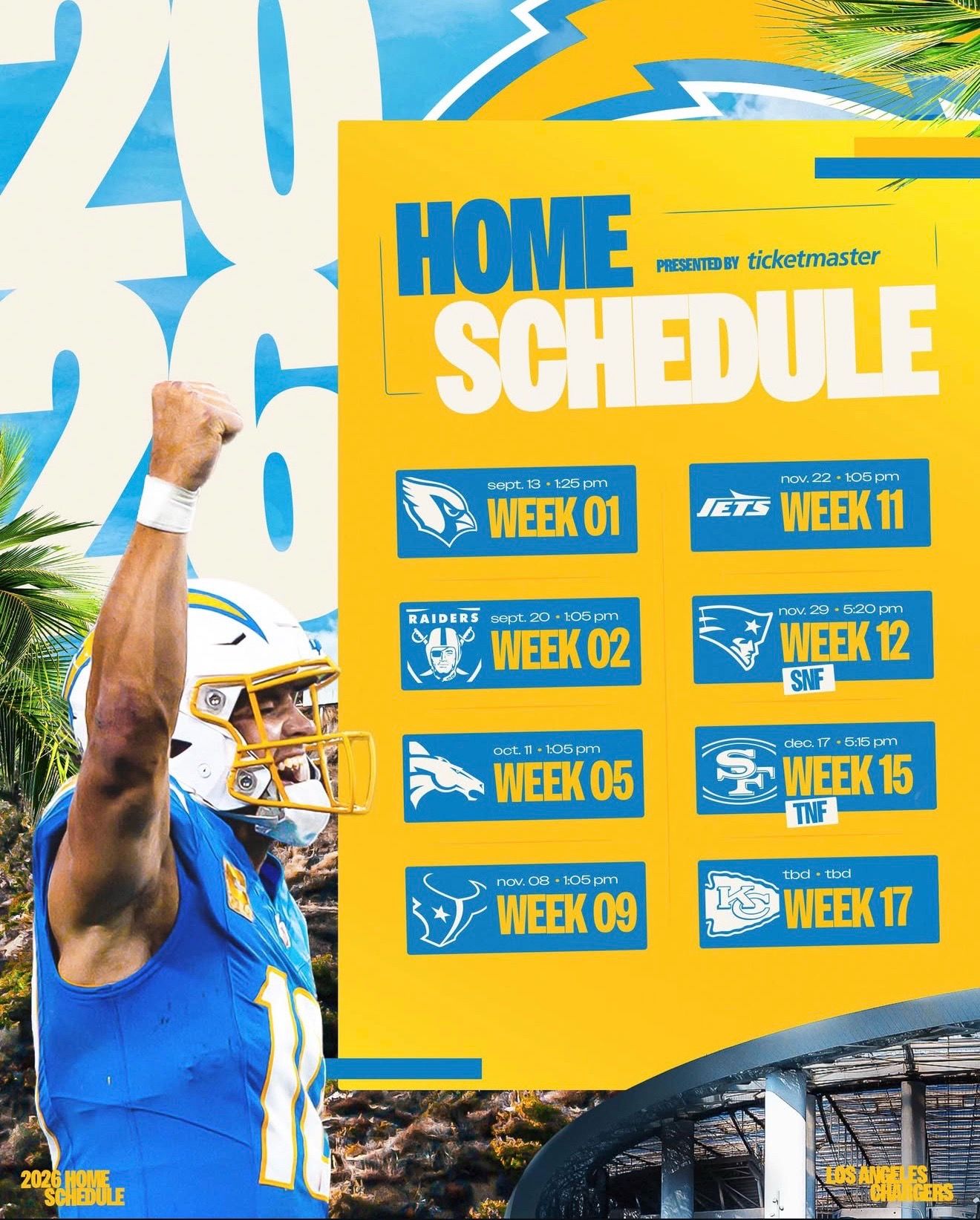 Los gangles Chargers tickets for 2026!