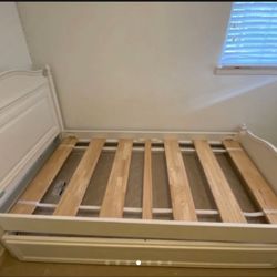 Twin Trundle Bed, Sealy Mattress, Matching Shelf Unit 