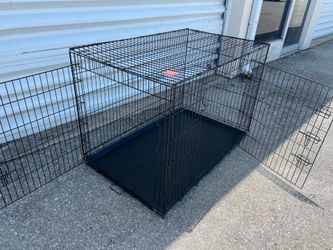 48x30x33in Extra Large Black Metal Foldable Double Door Dog Cage Carrier Containment Housing Crate! Great for dogs up to 90-110lbs+