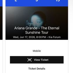 Ariana Grande Tour Ticket - Wednesday Jun 17th