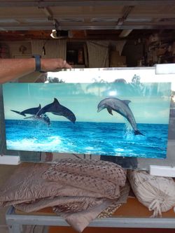 Dolphin Ocean Wall Art Print on Glass