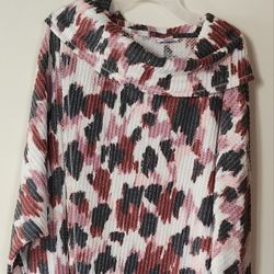 LULAROE LARGE WRAP SWEATER MULTICOLOR PINK