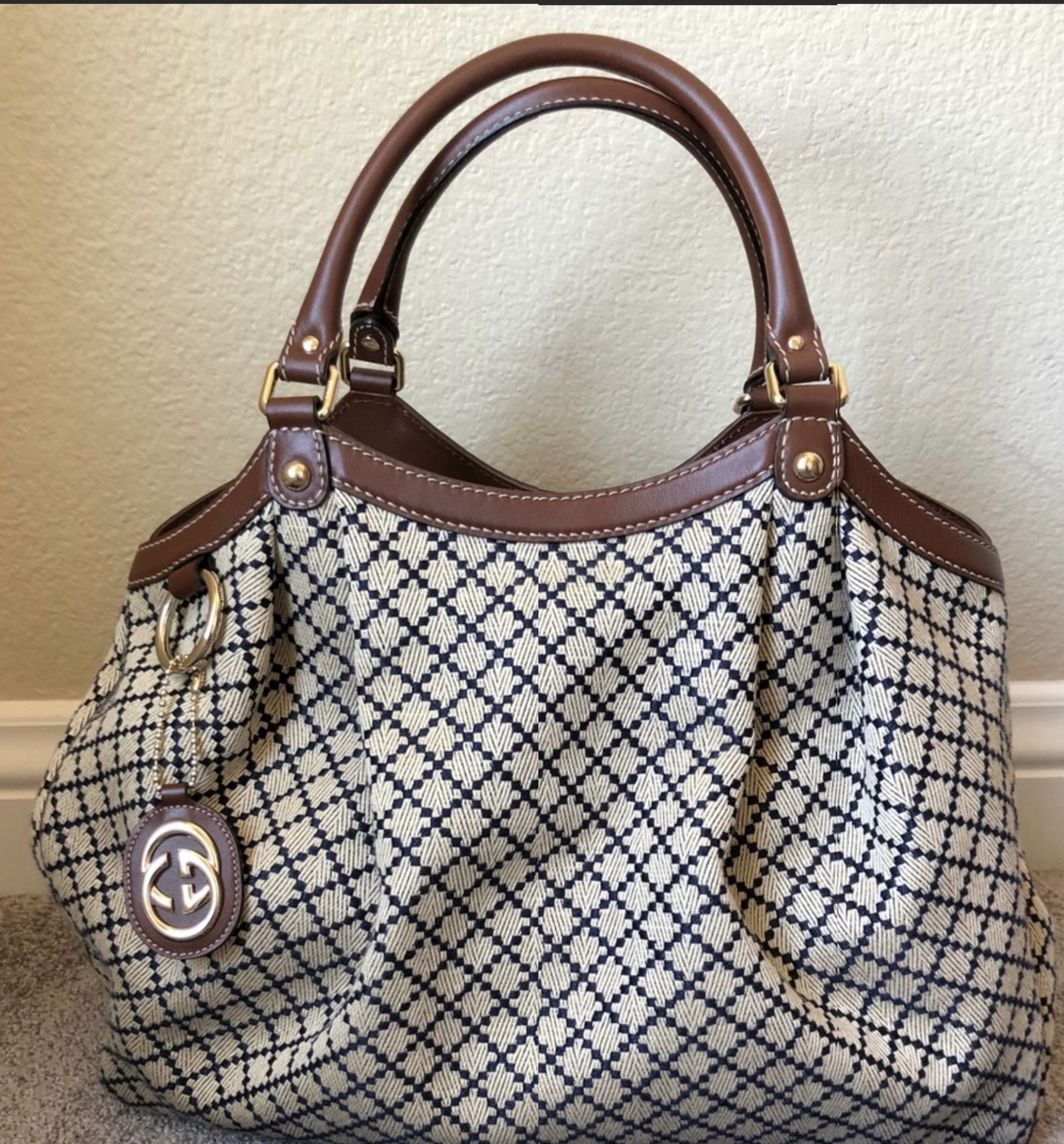 Gucci Sukey Tote - Large - Vintage Diamanté Canvas and Midnight Blue 