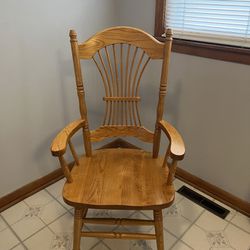 Solid Oak Chair w/ Armrests