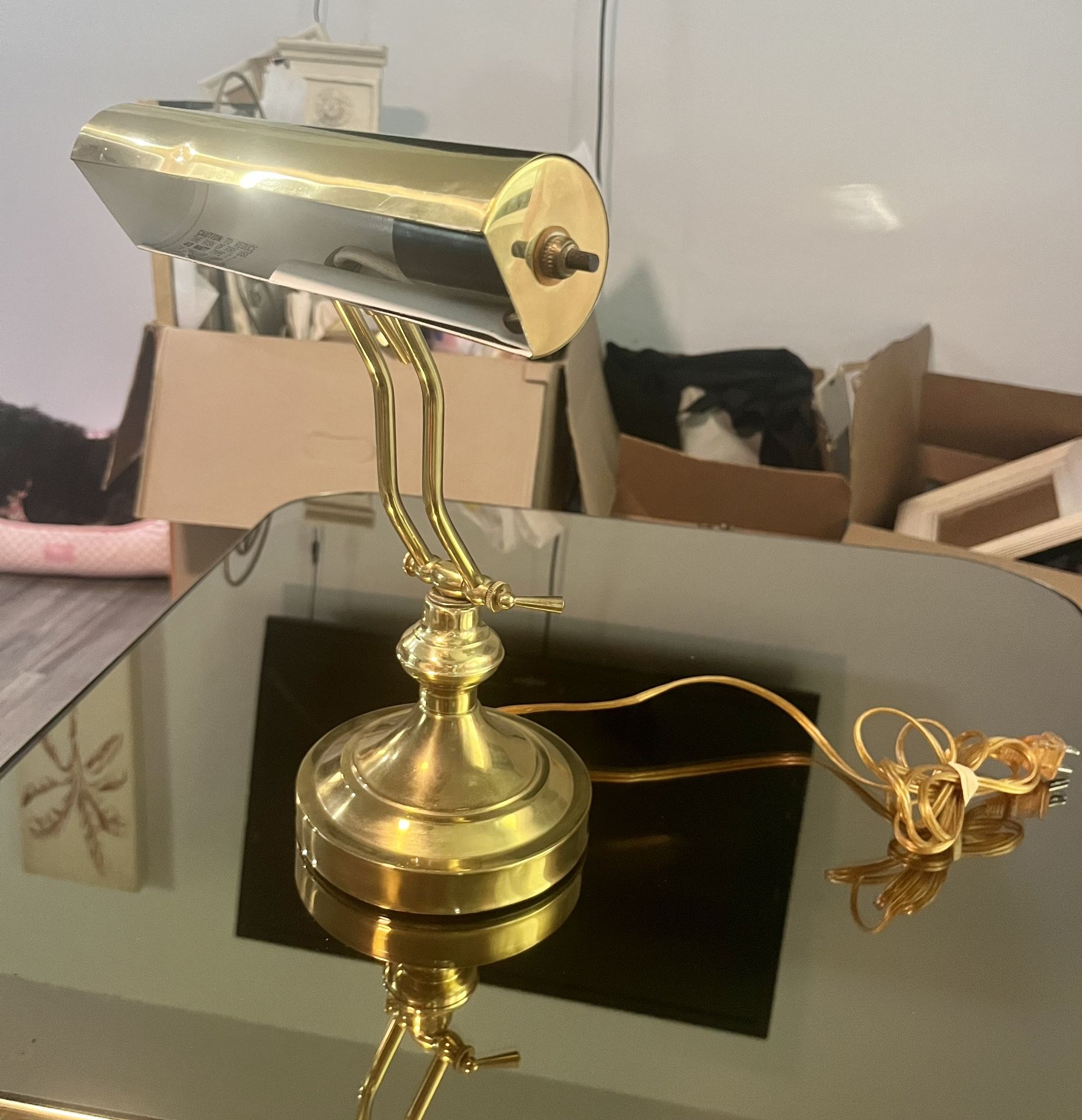 Vintage Brass Bankers Lamp