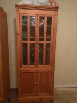 Pair of Solid Knotty Pine Storage Cabinets / Armoires