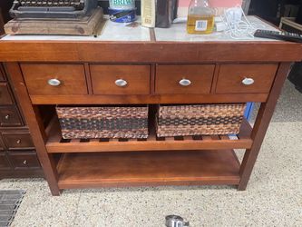 Marble top Console Hall Table 4 drawers & shelf’s 43.5”W x 33.5” H