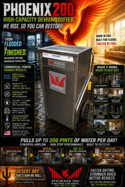 Phoenix 200 Commercial High-Capacity Dehumidifier | Water Restoration | 200 Pint