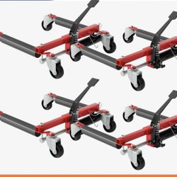 Set of 4 Car Dolly 6000lbs Capacity Hydraulic Car Wheel Dolly Jack Heavy Duty