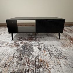 Modern Black 2-Tier Coffee Table w/ Storage Shelf – New