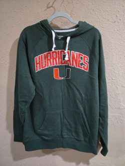 University of Miami Sweatshirt Hoodie College Hurricanes Green, Size Large