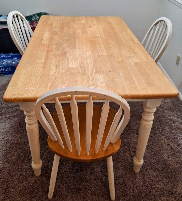 Wood Table/4 Chairs Solid