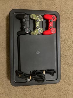 PS4 Slim Console with 3 Controllers and Cables