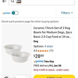 Ceramic Matte White Dog Bowl 2ct