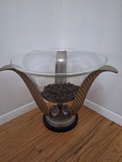 Decorative Glass Bowl with Metal Stand