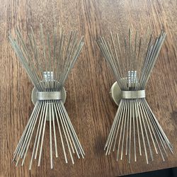 2 Brass Light Vanity Light Mid-Century Modern Starburst Wall Sconce Lamp