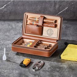 NEW WANTHER Leather Cigar Case Gift Set