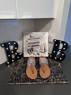 SONOMA GOODS Sandals Brown & Silver Women’s Size 7.5 (Sold Out Style)