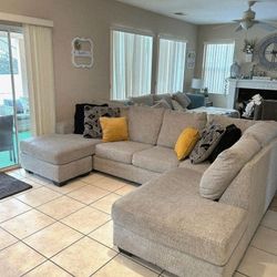 Beautiful Light Gray Sectional Couch With Double Chaise 
