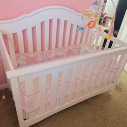Crib + Changing Station (white) Cuna Para Bebe  Y Cambiador Con Cajones 