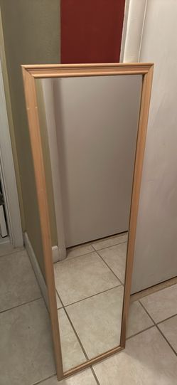 Mirror Wooden Wall Mount Mirror 14” x 50”. Wood frame