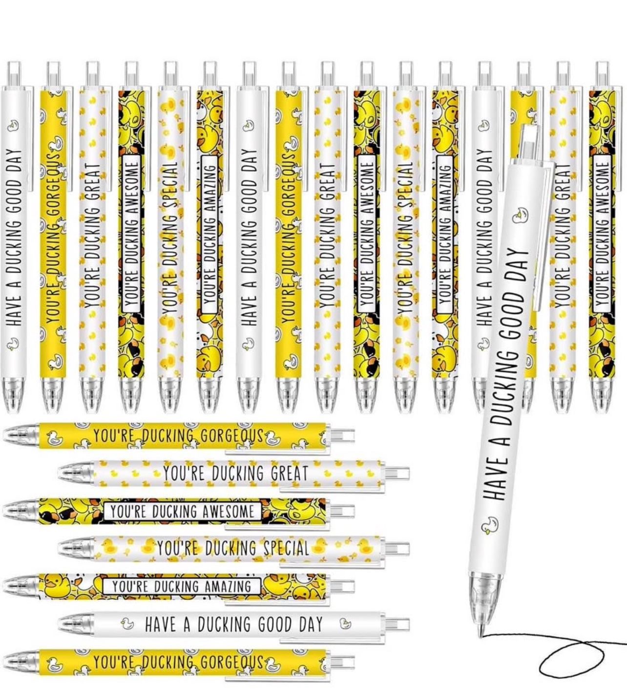Christmas Duck Inspirational Cute Duck Ballpoint Pens Bulk Yellow Duck Motivational Pen 60 pieces