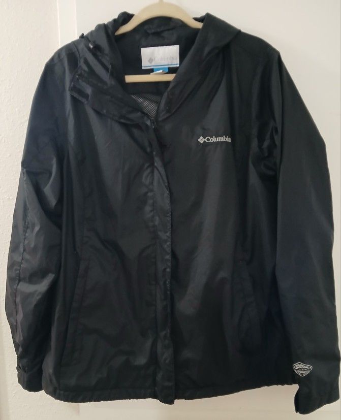 Black Columbia Rain Jacket W/ Visor Hood