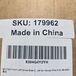 2004 Honda Pilot Cv Axle Driver Left