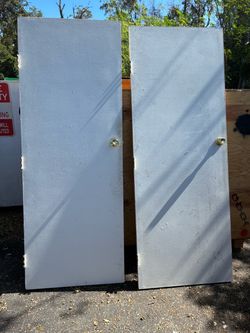 White Interior Doors with Brass Knobs – Set of 2