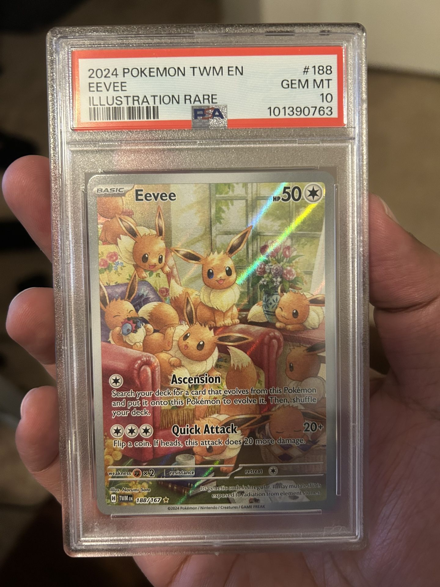 Eevee PSA 10 188/167 Twilight Masquerade Illustration Rare Pokemon Card 2024
