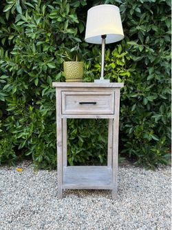 Gray End Table/Night Stand with Drawer