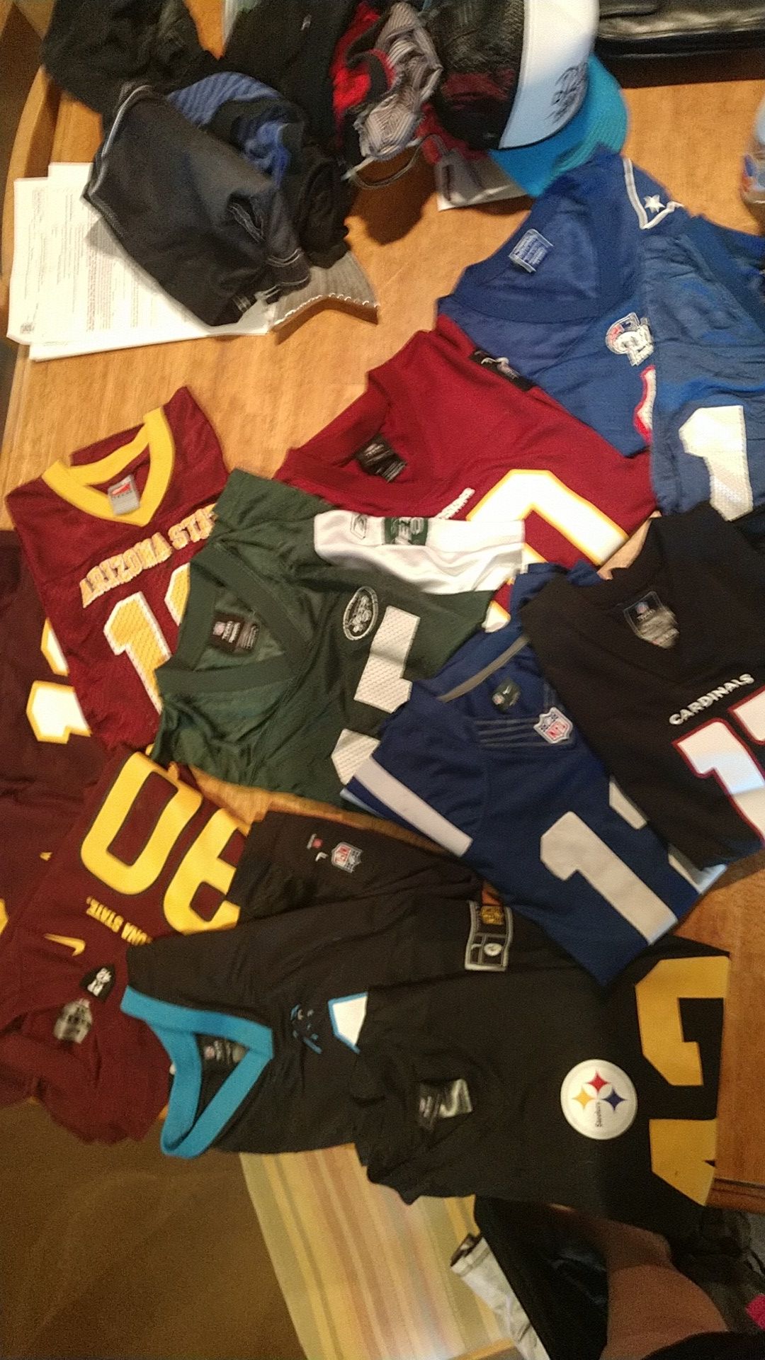 Lot of boys NFL football jerseys. OBO
