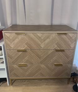 3-Drawer Dresser with Herringbone Wood Finish