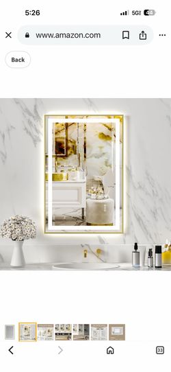 24x36 Bathroom Mirror Gold Tempered Mirror with Dual LED Light Strips Front and Back Lighting I have Gold and black and Frameless( TBA-Gold-2436)