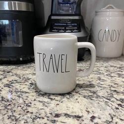 Rae Dunn by magenta collectible mug TRAVEL large letter artisan ceramic used for display