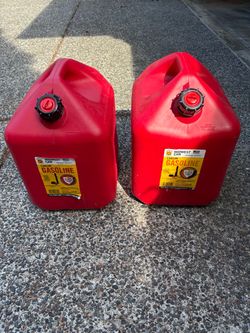 Two 5-gallon gas cans