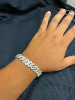 14K Plated White Cuban Prong Iced Out Bracelet