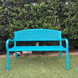 Steel Garden Bench Patio Color: Blue 