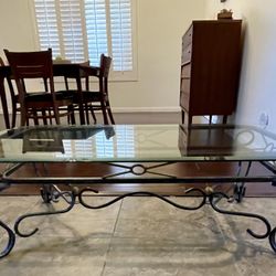 Beautiful Metal and Beveled Glass Coffee Table”