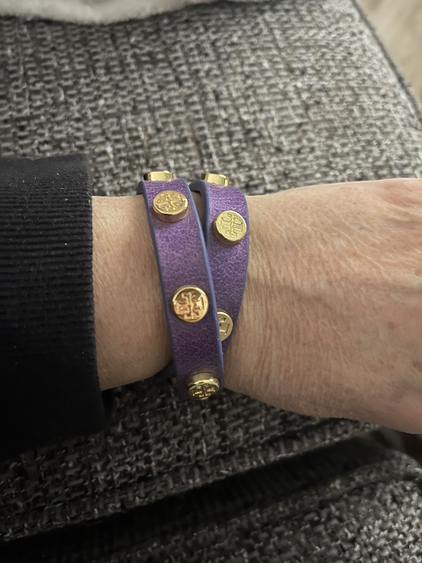 Tory Burch Leather Wrap Bracelet With Logo Studs