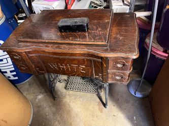 White Treadle Sewing Machine W/ Accessories