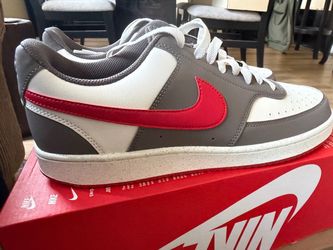 Nike Court Vision Low-Top Sneakers Grey Red White. Size 11.5 men