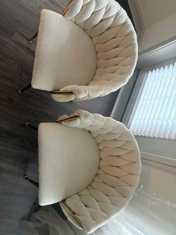 2 Woven Upholstered Dining Chairs for $75 OBO