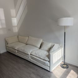 111.5" Upholstered Sofa Couch, Modern Minimalist Style Modular Sofa Couch with Pillows