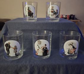 The Saturday Evening Post (Norman Rockwell) 5 Glasses