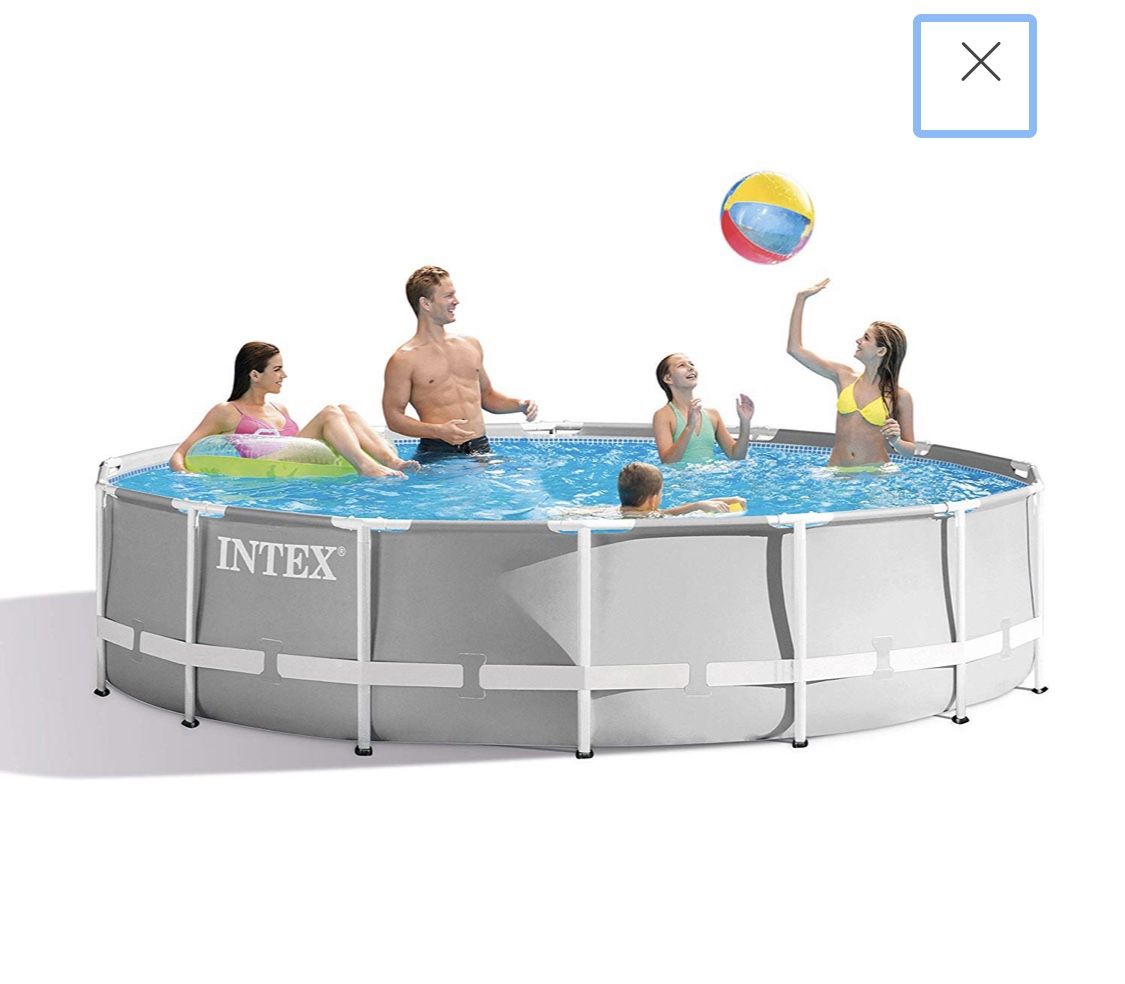 Intex 14 Foot ft x 42 inch Prism Frame Above Ground Swimming Summer Waves Pool Set With Filter Pump