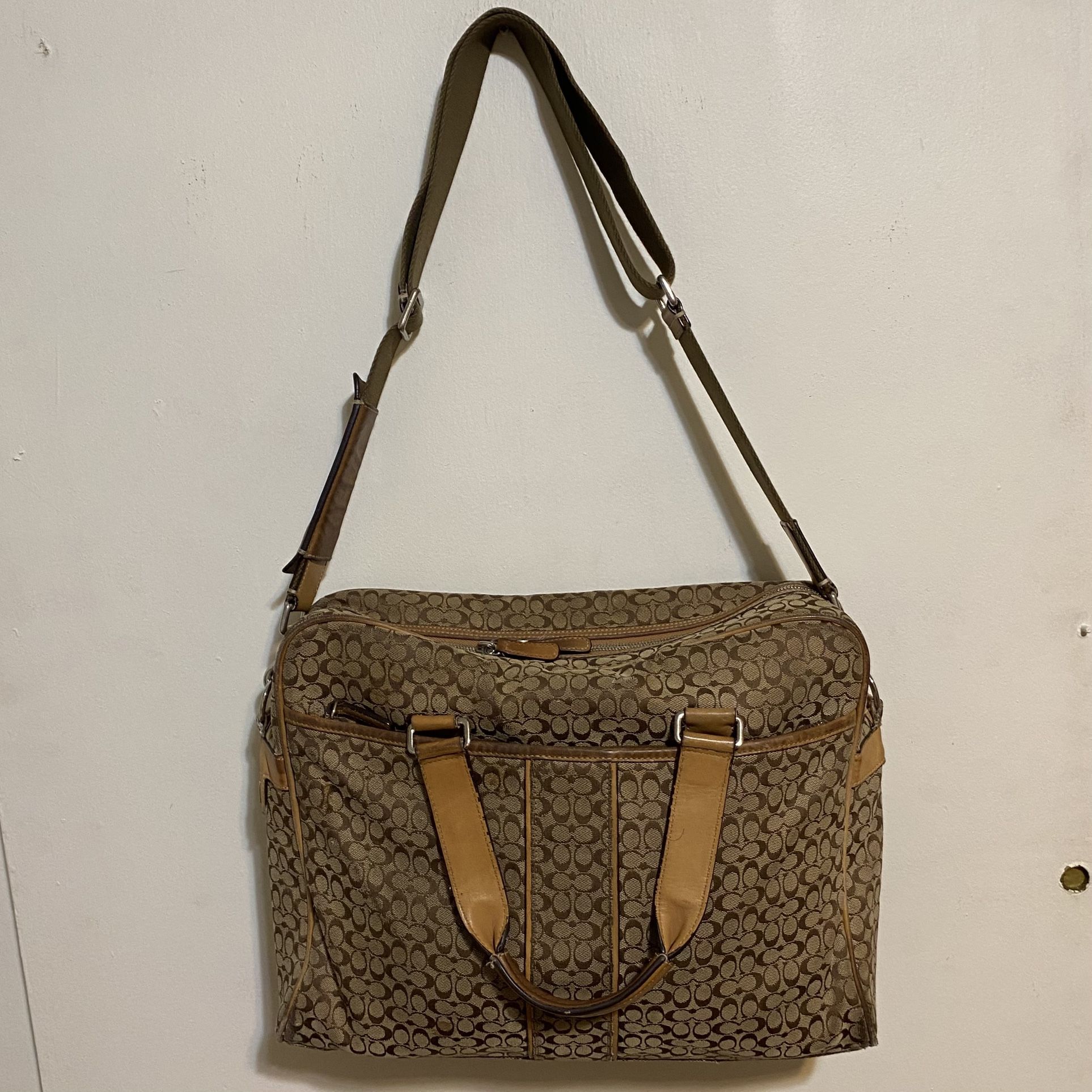 Coach Signature Monogram Laptop Messenger Bag