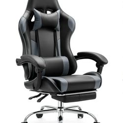 Ergonomic Gaming Chair High Back Office Chair with Lumbar Support and Adjustable Armrests Swivel Racing Chair, Black and Gray